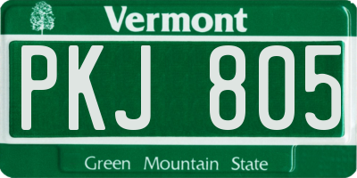 VT license plate PKJ805