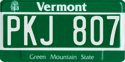 VT license plate PKJ807