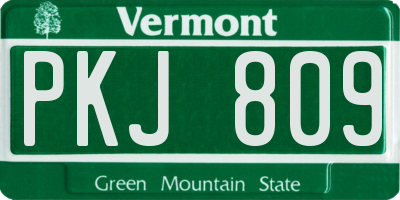 VT license plate PKJ809