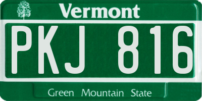 VT license plate PKJ816