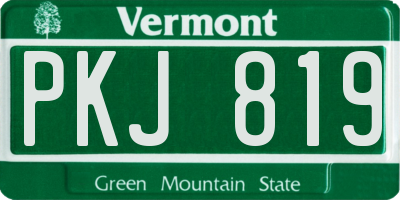 VT license plate PKJ819