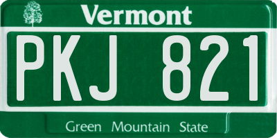 VT license plate PKJ821