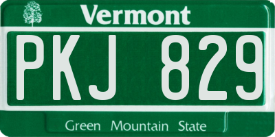 VT license plate PKJ829