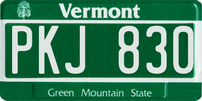 VT license plate PKJ830