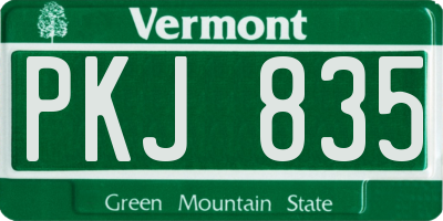 VT license plate PKJ835