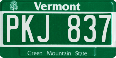 VT license plate PKJ837
