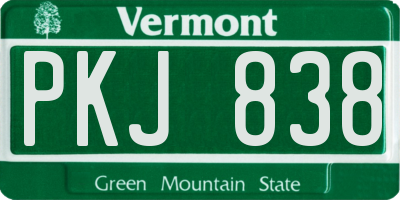 VT license plate PKJ838