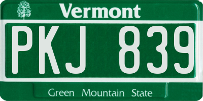 VT license plate PKJ839