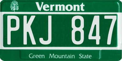VT license plate PKJ847