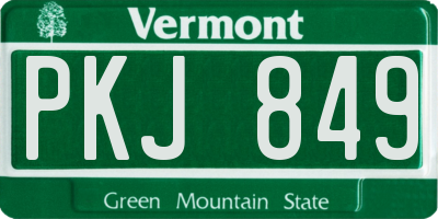 VT license plate PKJ849