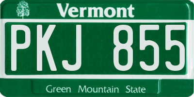 VT license plate PKJ855