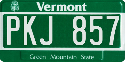 VT license plate PKJ857
