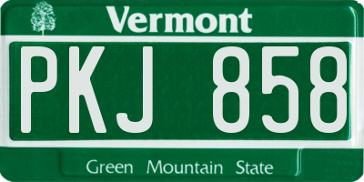 VT license plate PKJ858