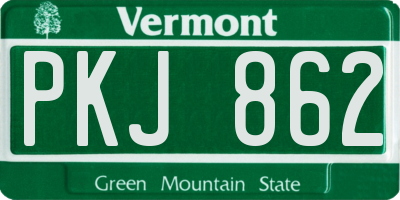 VT license plate PKJ862