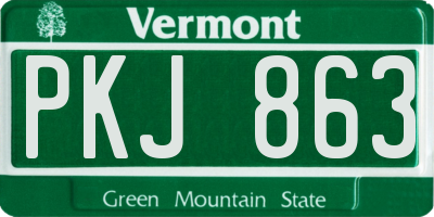 VT license plate PKJ863