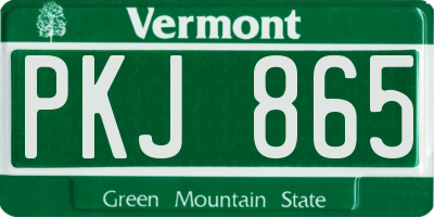 VT license plate PKJ865