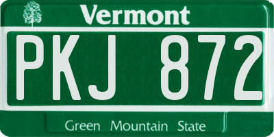 VT license plate PKJ872