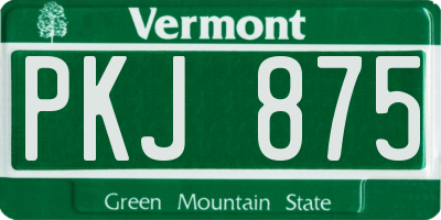 VT license plate PKJ875