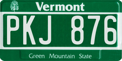 VT license plate PKJ876