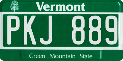 VT license plate PKJ889