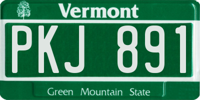 VT license plate PKJ891