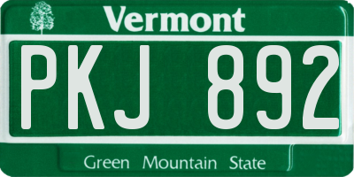 VT license plate PKJ892