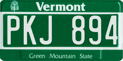 VT license plate PKJ894