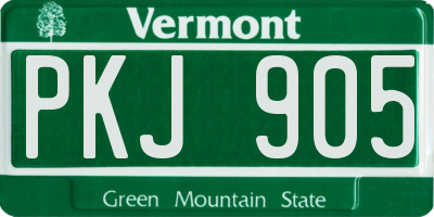 VT license plate PKJ905