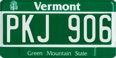 VT license plate PKJ906