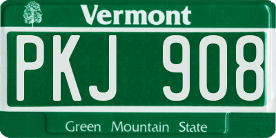 VT license plate PKJ908