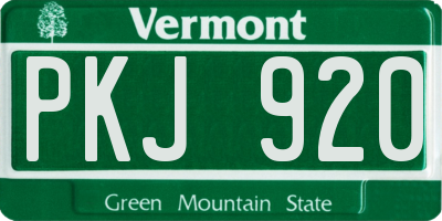 VT license plate PKJ920