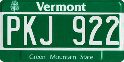 VT license plate PKJ922