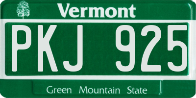 VT license plate PKJ925