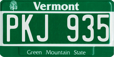 VT license plate PKJ935