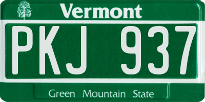 VT license plate PKJ937