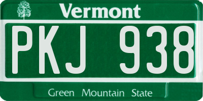 VT license plate PKJ938