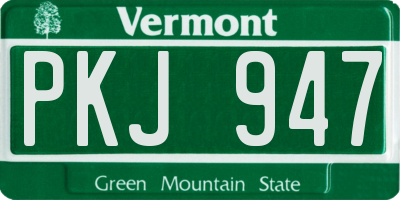VT license plate PKJ947