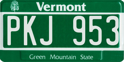 VT license plate PKJ953