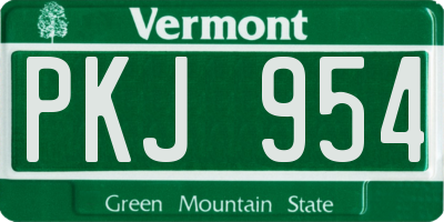 VT license plate PKJ954
