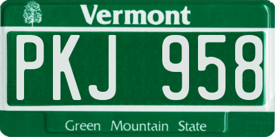 VT license plate PKJ958