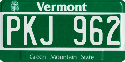 VT license plate PKJ962