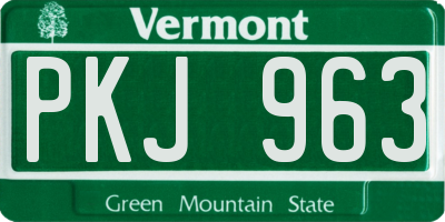 VT license plate PKJ963