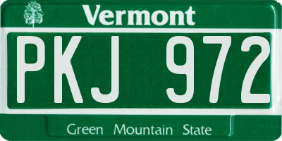 VT license plate PKJ972
