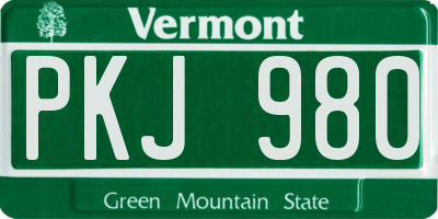 VT license plate PKJ980