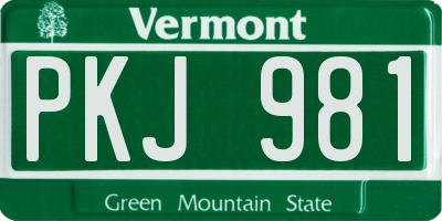 VT license plate PKJ981