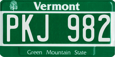 VT license plate PKJ982