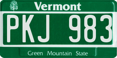 VT license plate PKJ983