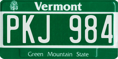 VT license plate PKJ984