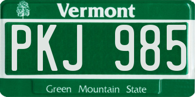 VT license plate PKJ985