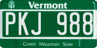 VT license plate PKJ988